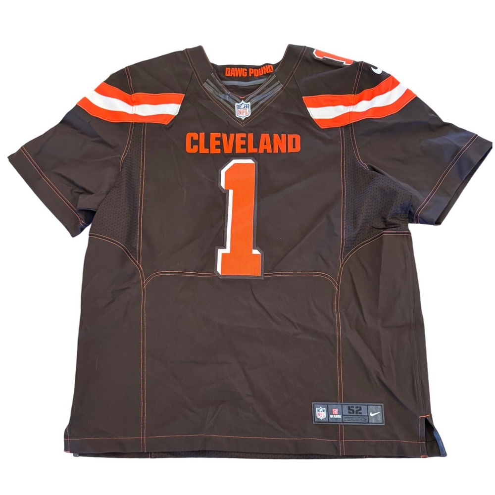 Nike Cleveland Browns NFL Jersey Brown Orange Number 1 Size 52 On Field Mens